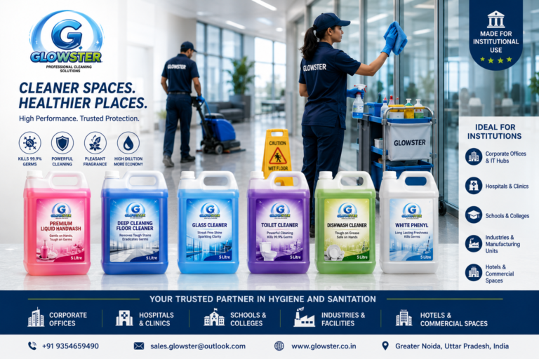 Glowster home hygiene cleaning products including handwash floor cleaner white phenyl and glass cleaner for healthy home cleaning