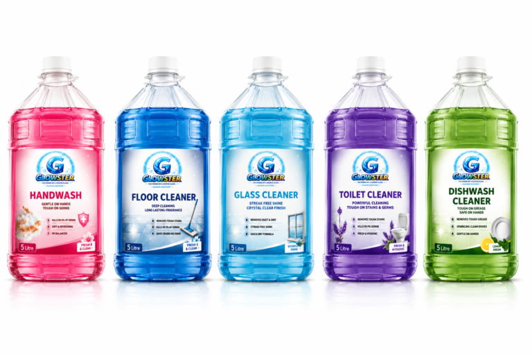 Top cleaning products for every home by Glowster including handwash floor cleaner white phenyl and glass cleaner