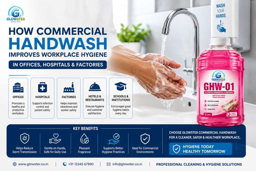 Glowster Commercial Handwash GHW-01 improving workplace hygiene in offices hospitals and factories