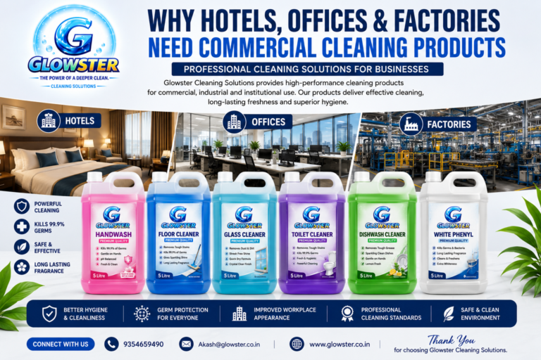 Glowster commercial cleaning products for hotels offices factories and businesses
