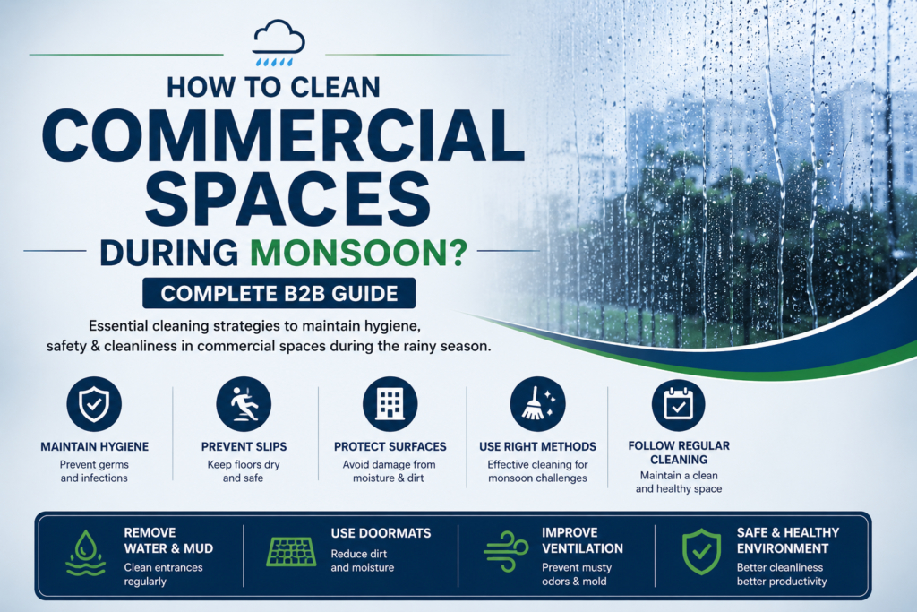 monsoon commercial cleaning tips Commercial Spaces During Monsoon Cleaning Guide for Offices, Hotels, Hospitals and Industries
